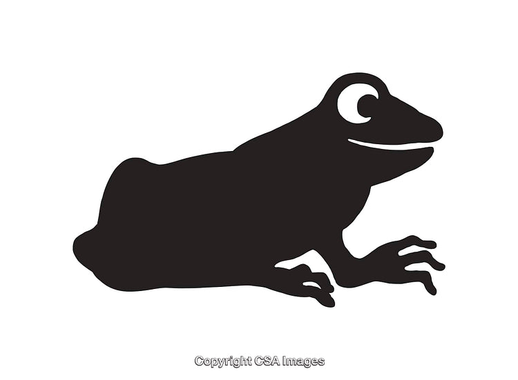 Black Silhouette Illustration of a Frog in Minimalist Style