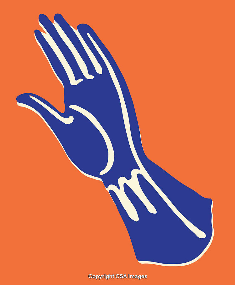 Abstract Hand Illustration with Modern Line Art on Orange Background