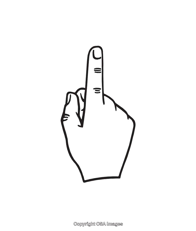Black and White Line Art Illustration of a Hand Gesture