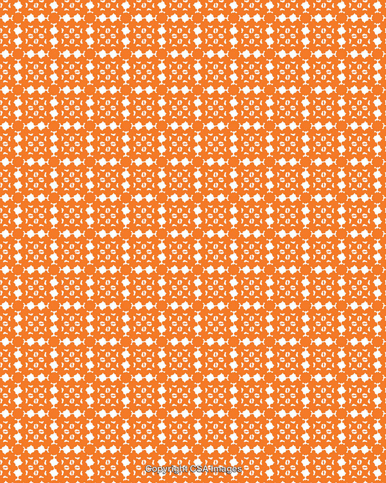 Orange Geometric Pattern With Symmetrical White Details on Background