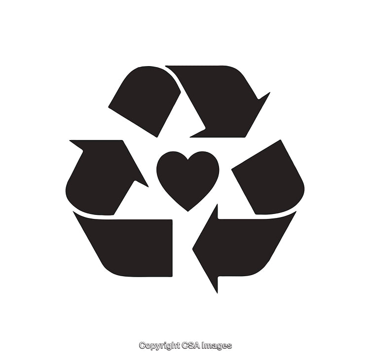 Black And White Recycling Symbol With Heart Icon Illustration