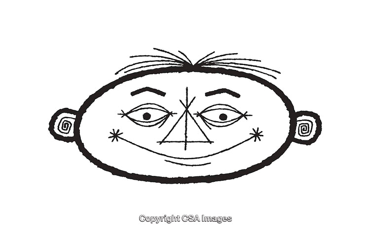 Black and White Line Art Illustration of a Smiling Face