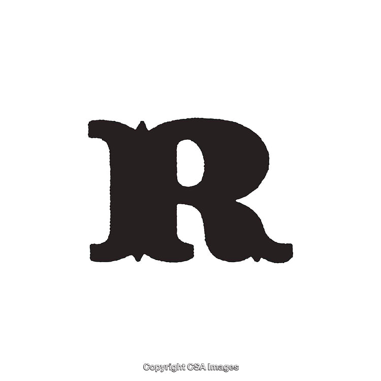 Vintage Black Letter R on a Clean White Background