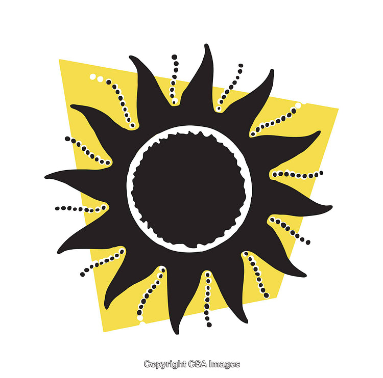 Abstract Sunflower Illustration with Vibrant Black and Yellow Elements
