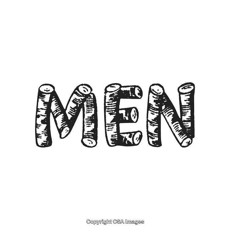 Rustic Text Design Spelling Men with Wood Log Effect Vector Illustration