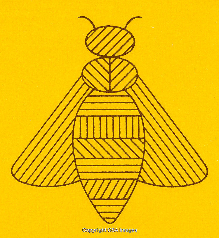 Stylized Graphic Illustration of a Bee on Bright Yellow Background