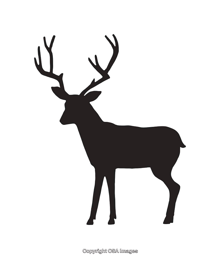 Silhouette Icon of a Male Deer Featuring Prominent Antlers in Black and White