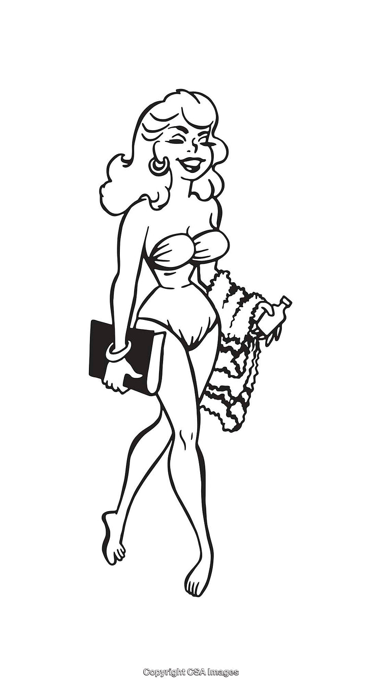 Stylized Line Art Illustration of a Woman With Retro Aesthetic