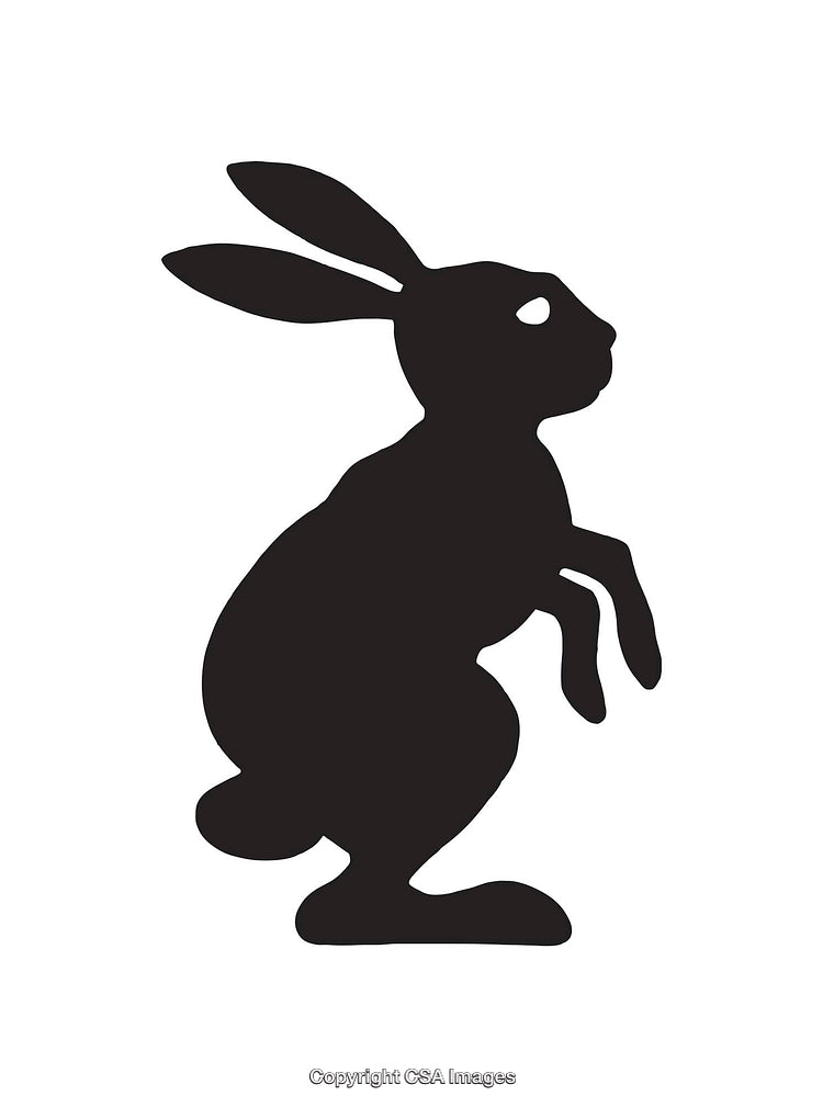 Silhouette of a Rabbit in a Sitting Pose on White Background