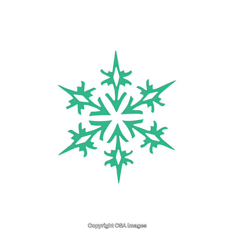 Green Snowflake Shape Icon on White Background