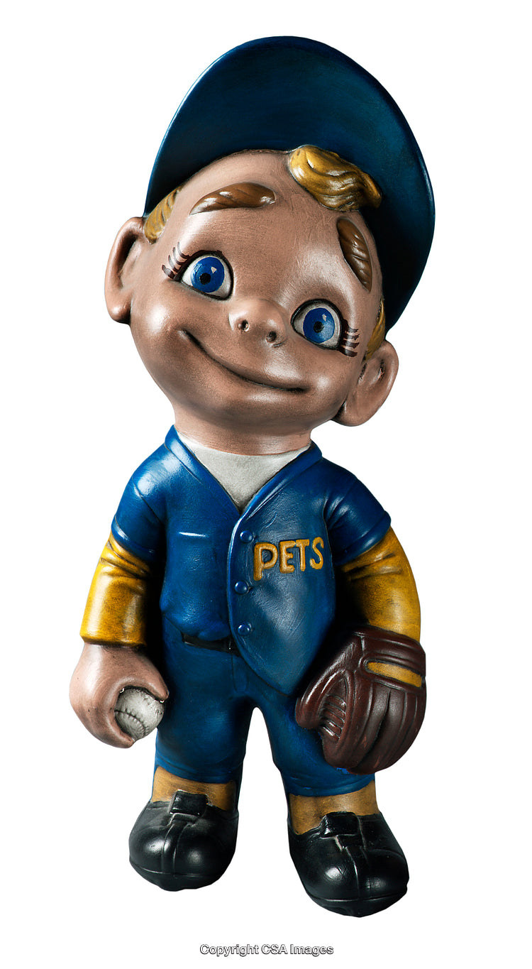Baseball Skillful Toy Figure In Blue Uniform Holding Ball And Glove