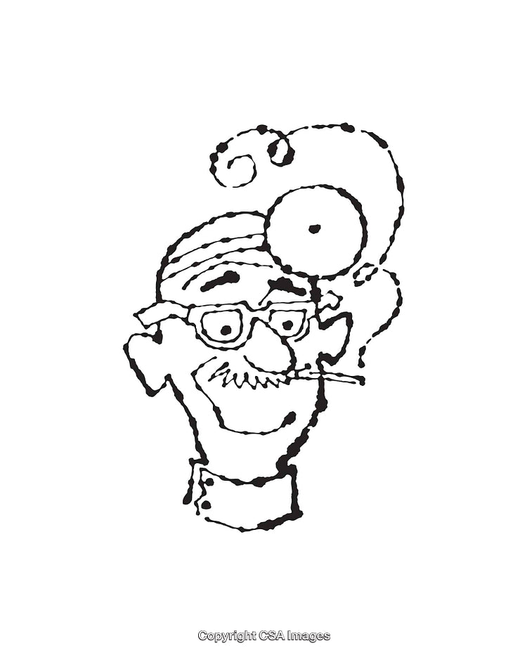 Cartoon Line Art Illustration of a Quirky Doctor Character