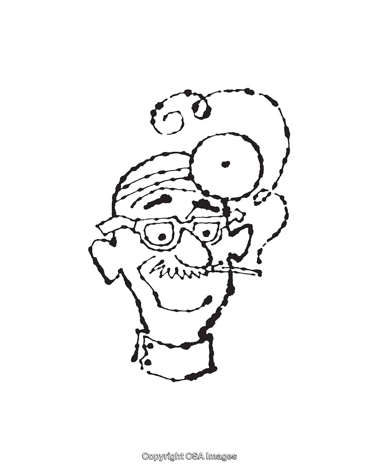 Cartoon Line Art Illustration of a Quirky Doctor Character