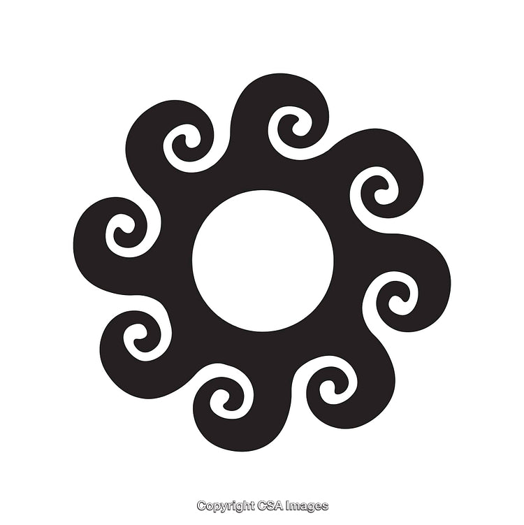 Abstract Circular Icon with Swirling Floral Design