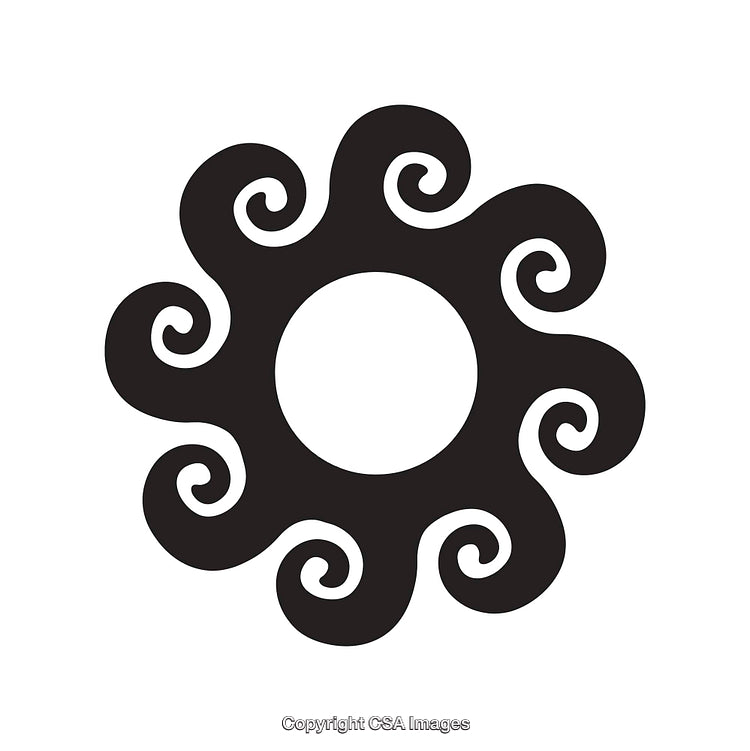 Abstract Circular Icon with Swirling Floral Design