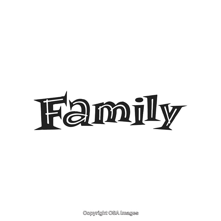 Decorative Stylized Word Art Displaying the Text 'Family' in Black