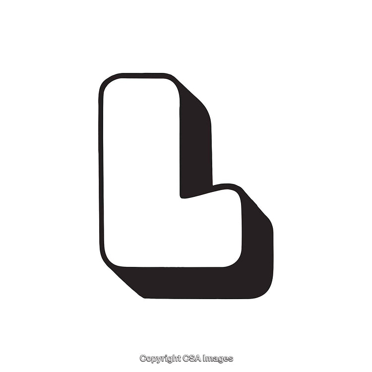 Bold Black And White Illustration of the Letter L with Shadowed Design