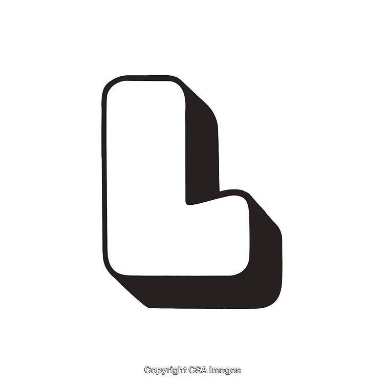 Bold Black And White Illustration of the Letter L with Shadowed Design