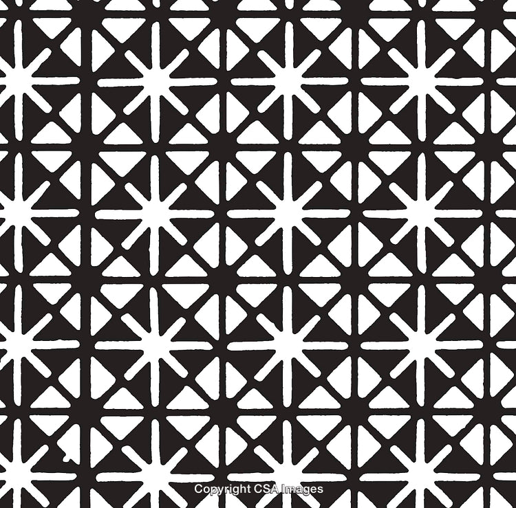 Abstract Geometric Black and White Pattern with Star and Triangle Shapes