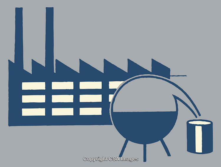 Minimalistic Illustration of an Industrial Factory with Equipment