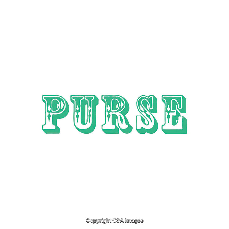 Vintage Styled Green Text 'Purse' on White Background
