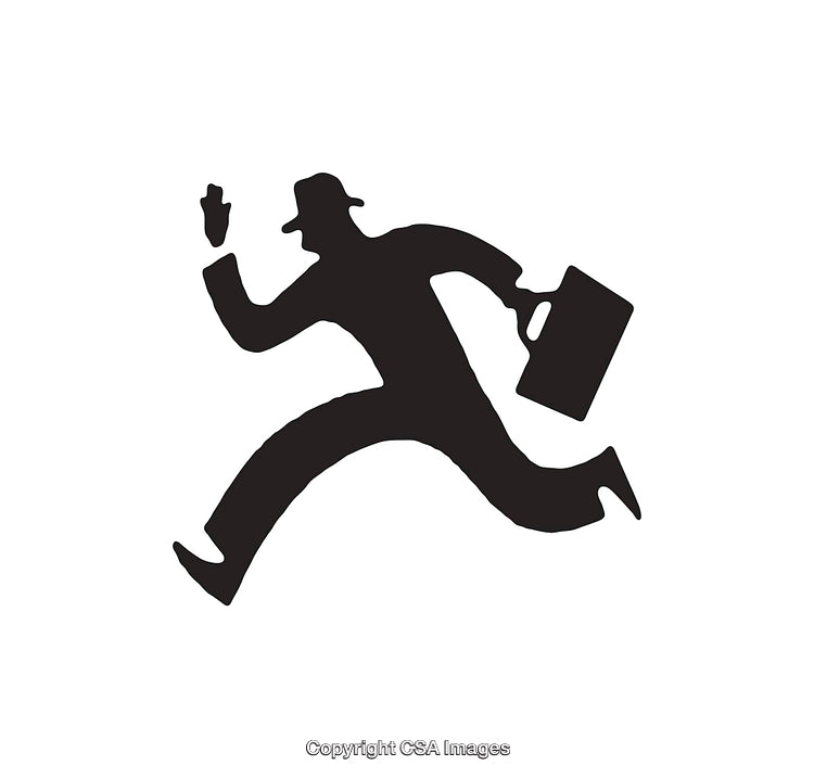 Silhouette of a Businessman Running with a Briefcase in Hand