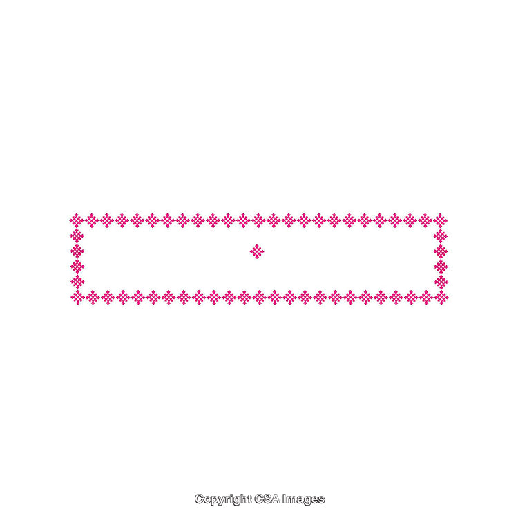 Intricate Pink Cross-Stitch Style Border on White Background
