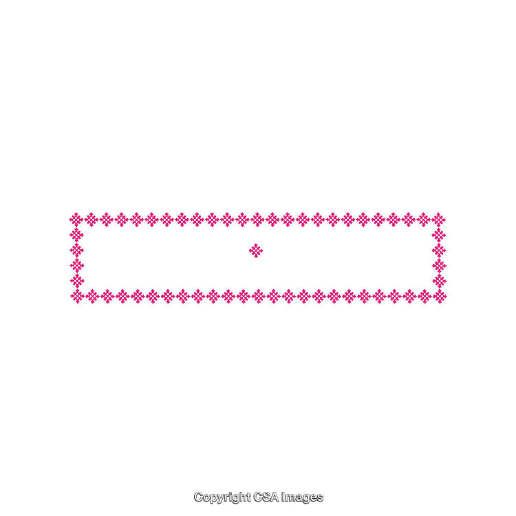 Intricate Pink Cross-Stitch Style Border on White Background