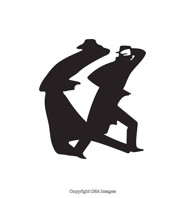 Stylish Silhouette of Dancing Individuals in Black on White Background