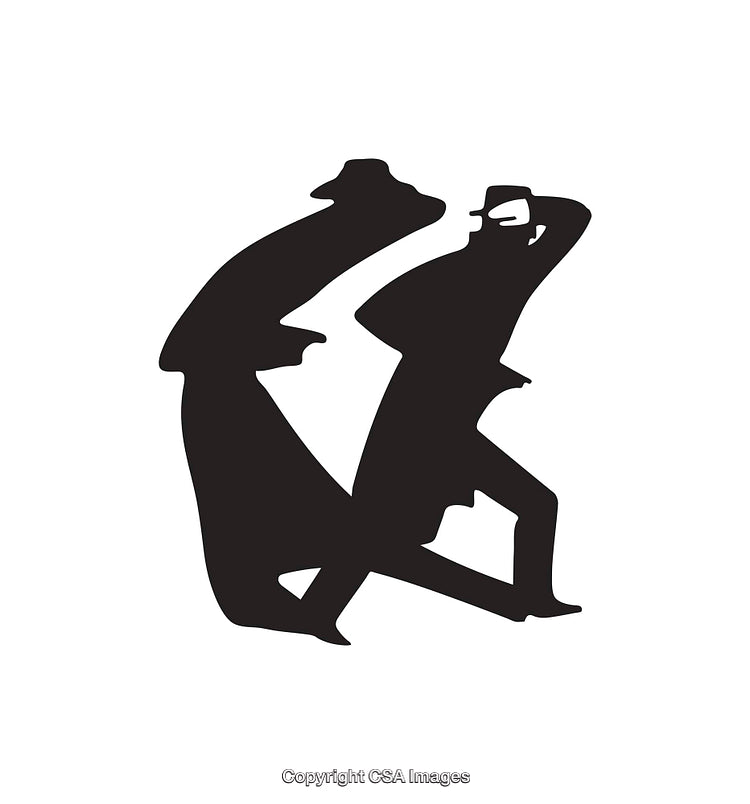 Stylish Silhouette of Dancing Individuals in Black on White Background