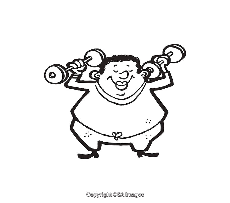 Cartoon Illustration of a Person Exercising with Dumbbells