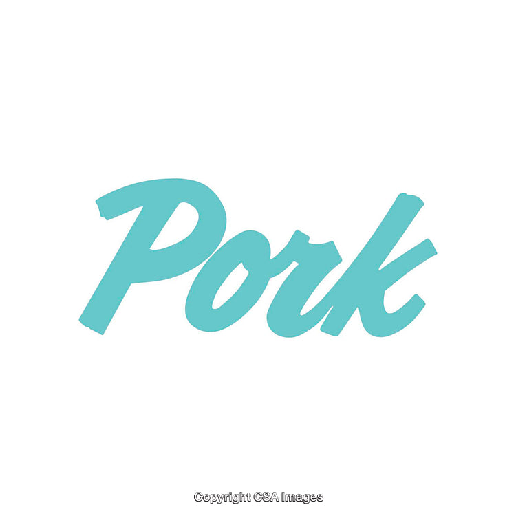Simple Turquoise Pork Word Design on White Background