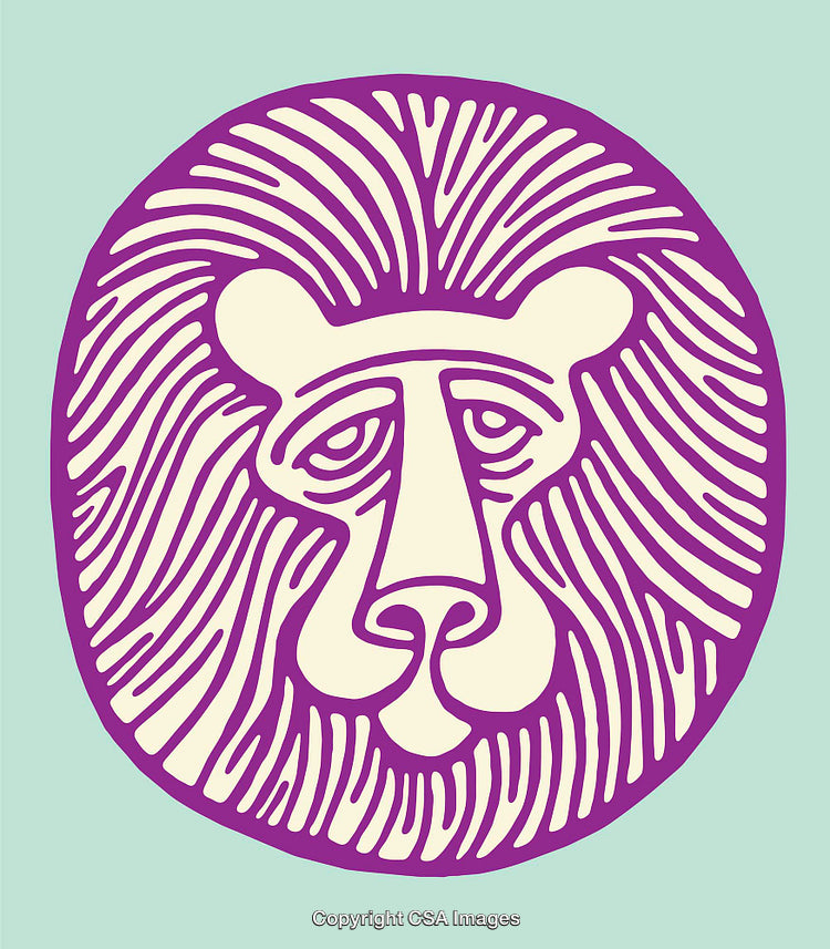 Colorful Line Art Illustration of a Lion Face
