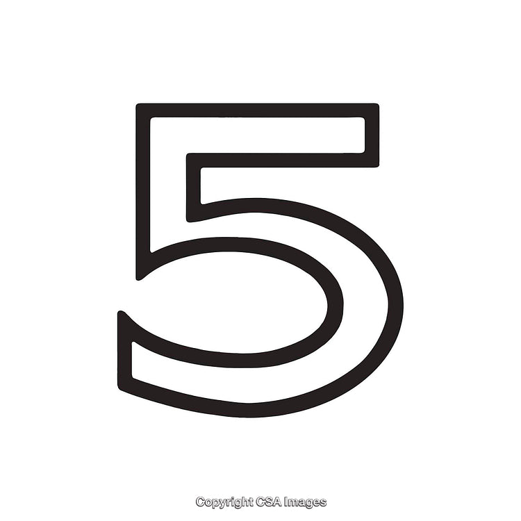 Bold Black Styling of the Number Five on White Background