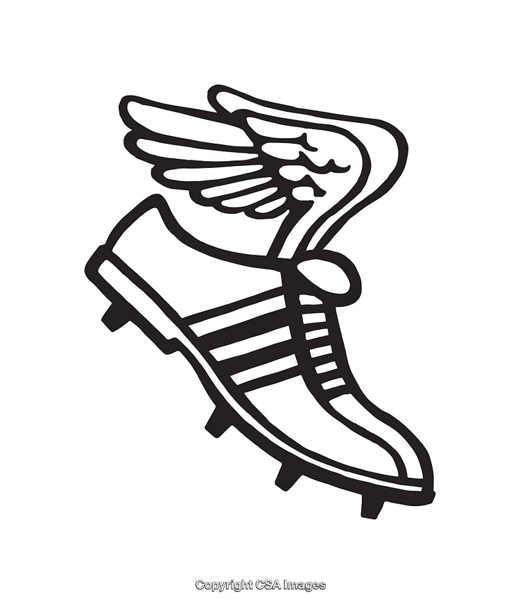 Illustration of a Winged Shoe Symbolizing Speed and Movement