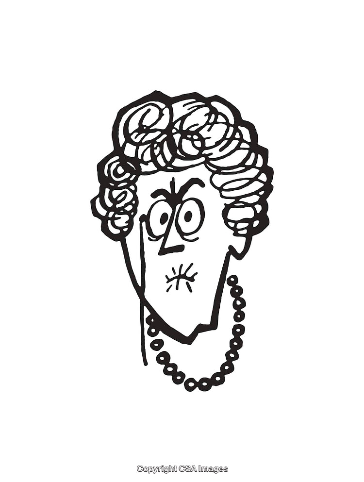 Whimsical Black and White Illustration of an Expressive Character With Curly Hair