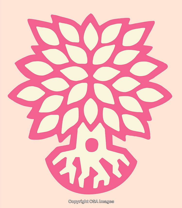 Abstract Tree of Life Design in Vibrant Pink and Cream Colors