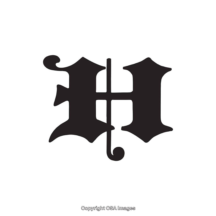 Elegant Black Letter H with Gothic Style Design Element