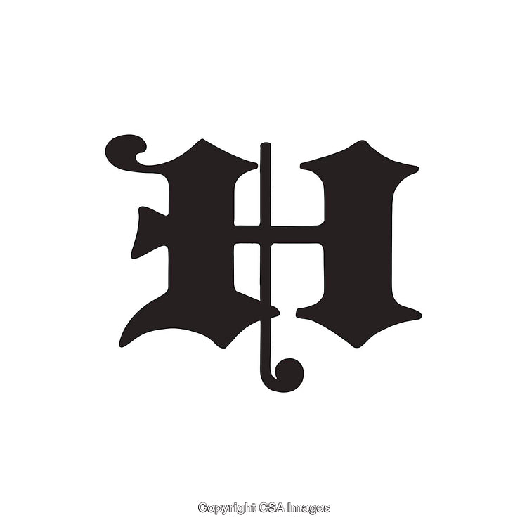 Elegant Black Letter H with Gothic Style Design Element