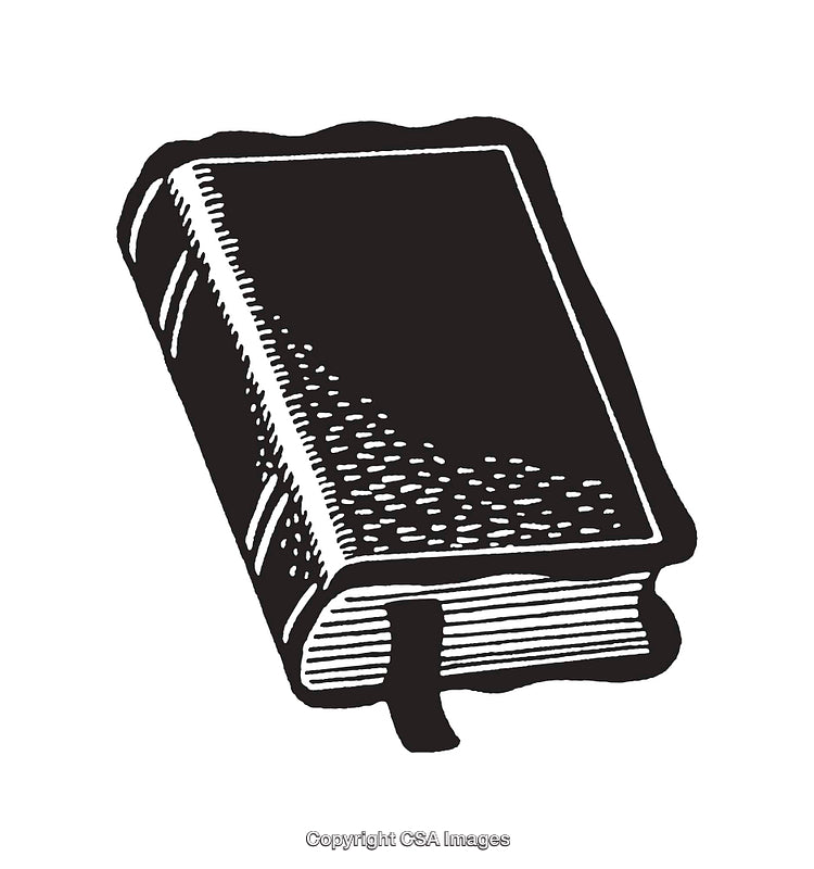 Black and White Illustration of a Book with Bookmark