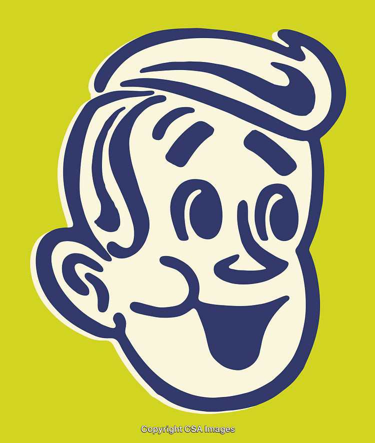 Colorful Retro Style Cartoon Face Illustration on A Vibrant Background