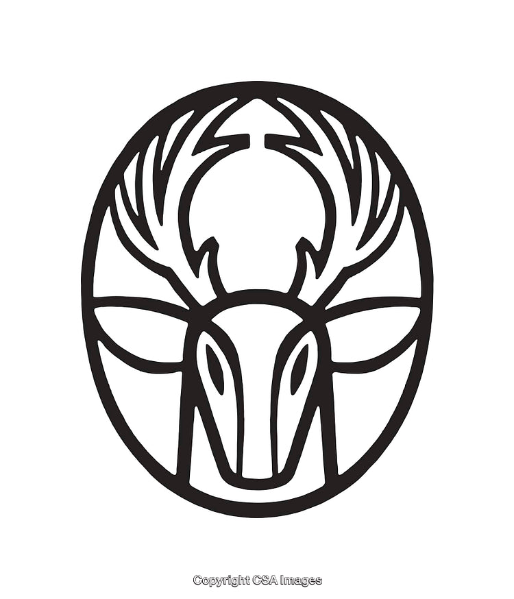 Abstract Deer Line Art Illustration with Antlers in Black and White Design