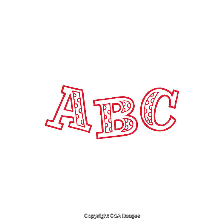 Red Artistic Letters A B C with Decorative Design on White Background