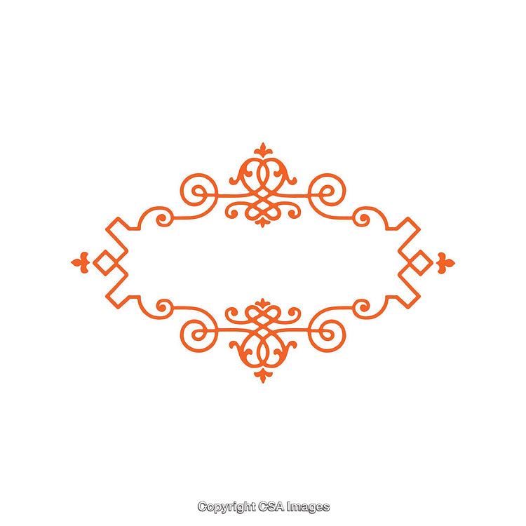 Intricate Orange Decorative Frame with Ornamental Scrolls and Details