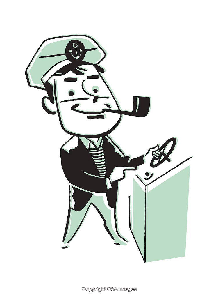 Playful Cartoon Illustration of a Sailor Figure With Pipe and Hat