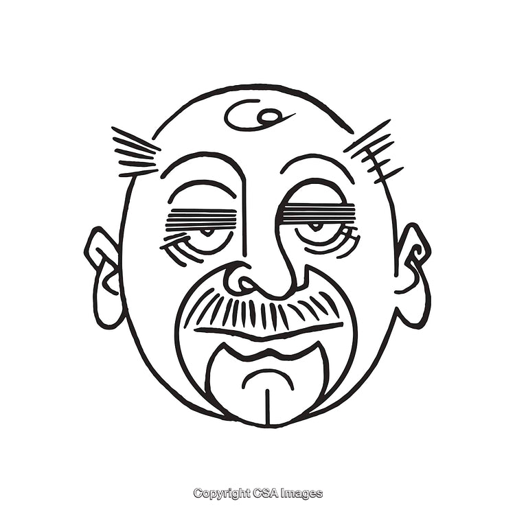 Black and White Line Art Illustration of a Unique Facial Expression