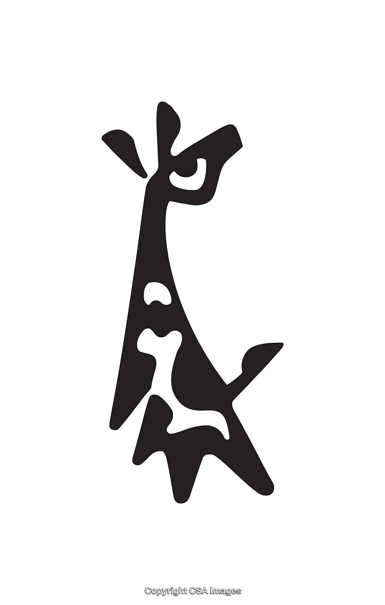 Stylized Giraffe Line Art Illustration in Black and White Design
