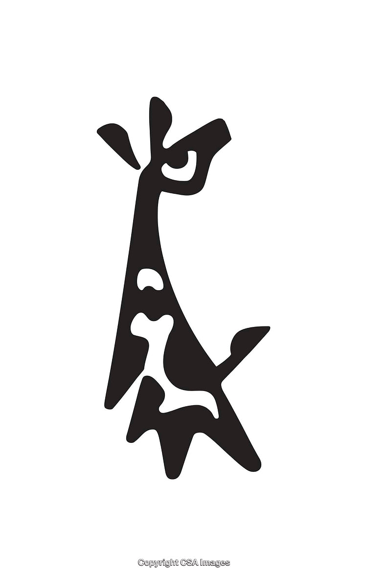 Stylized Giraffe Line Art Illustration in Black and White Design