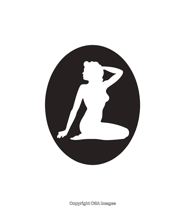 Elegant Black and White Silhouette of a Woman in Classic Pose