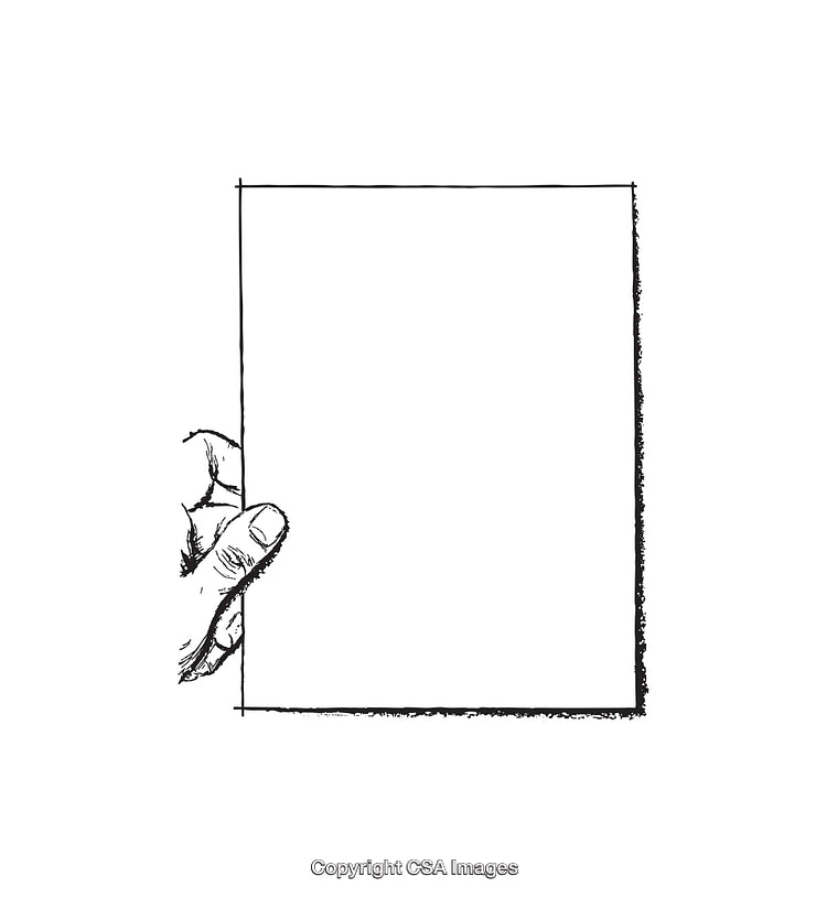 Hand Holding Blank Rectangle Paper in Minimal Line Art Style